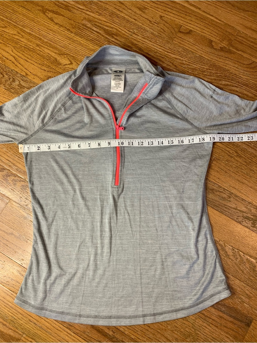 Athletic Works Grey 1/4 Zip Pullover Top Neon Coral Accent Women’s Size S - Picture 5 of 6
